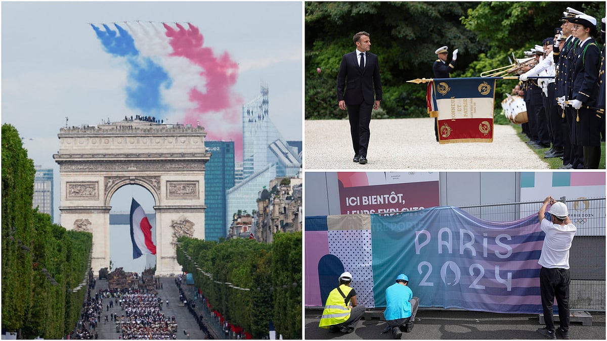 | Photo: AP  : Military Parades, Fireworks & Paris Olympics Torch Relay To Mark France's National Holiday